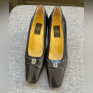 Vintage Fendi Black Leather Women's Shoes 3” heels